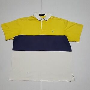 Vintage Polo Ralph Lauren Rugby Colorblock Stripe Polo Shirt Pony Men's XL
